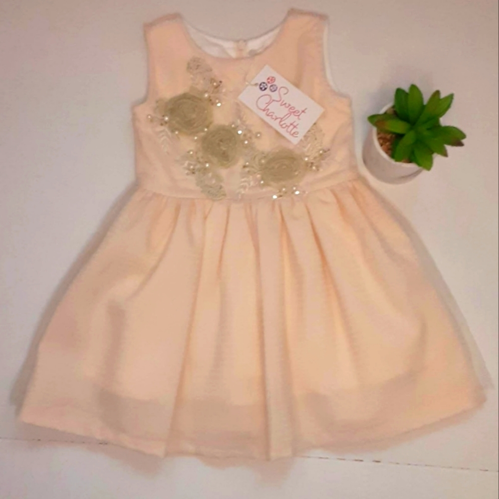 🌹2 for $25 Sweet Charlotte Dress - Cream and Silver. Gorgeous Girls Size 2T